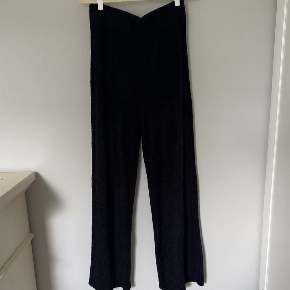 Barefoot Dreams Black CozyChic Lite Wide Leg Seamed Pants Medium 8/10 NWT